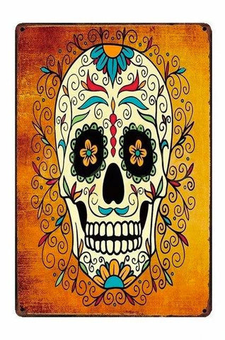 Poster Crâne Mexicain Couleur