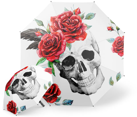 Parapluie Tête de Mort Et Rose