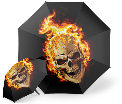 Parapluie Tête de Mort Avec Flammes