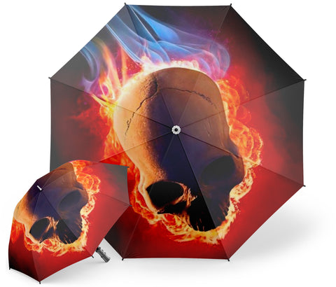 Parapluie Tête de Mort Enflammée