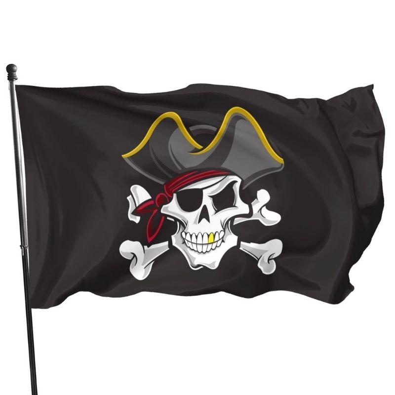 Grand drapeau de Pirate avec œillets, 1 pièce, crâne croisé, suspendu