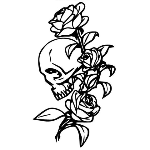 Sticker Tête de Mort et Rose