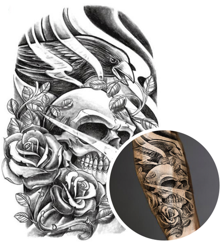 Tatouage temporaire crâne tête de mort transpercée 8 cm – Tattoo Sticker -  Tattoo Kids