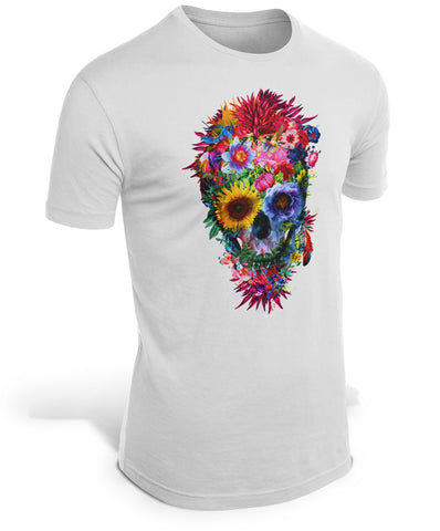 T-Shirt tête de mort fleurie